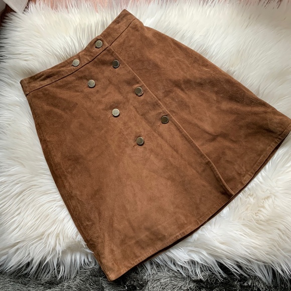 All Saints Dresses & Skirts - All Saints Tan Suede Leather Skirt Size 6